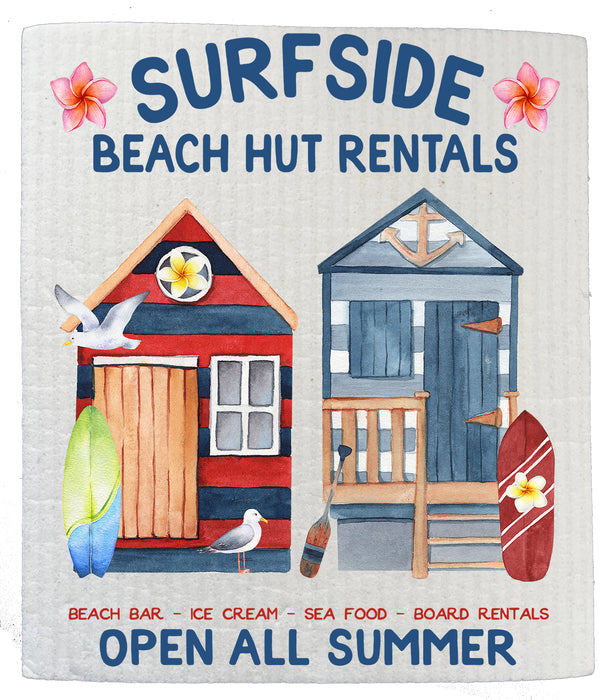 Surfside Beach Hut Summer Ocean SWEDISH DISH CLOTH