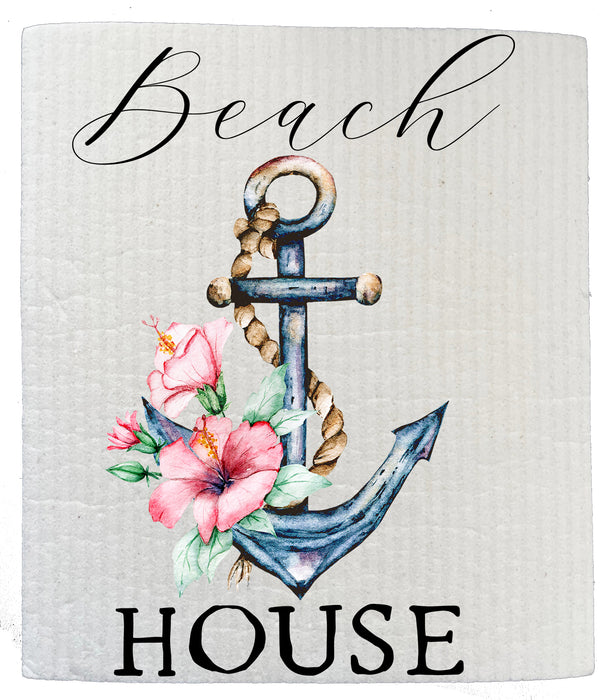 Beach House Boat Anchor Ocean SWEDISH DISH CLOTH