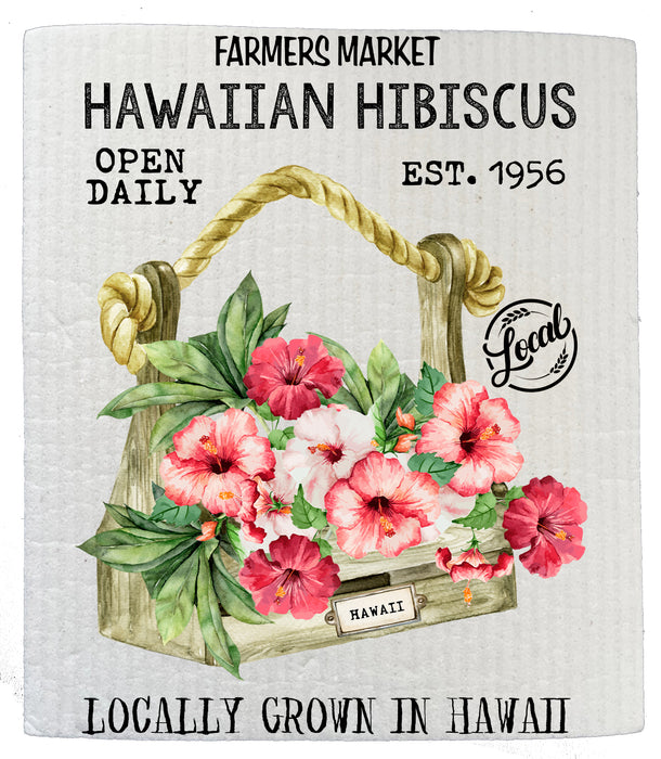 Hawaii State Flower Hibiscus Souvenir Kitchen SWEDISH DISH CLOTH