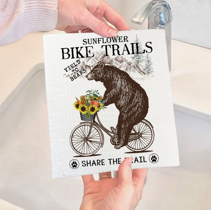 Share the Trail Black Bear Bicycle Swedish Dish Cloth
