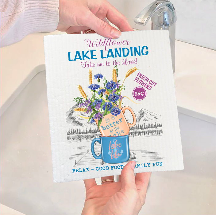 Take me to the Lake Wildflowers Swedish Dish Cloth