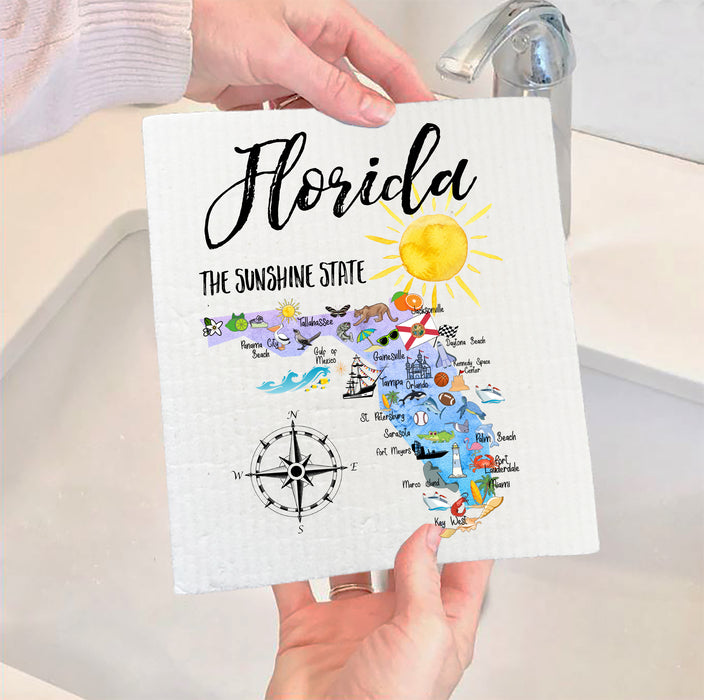 Florida State Map Souvenir SWEDISH DISH CLOTH