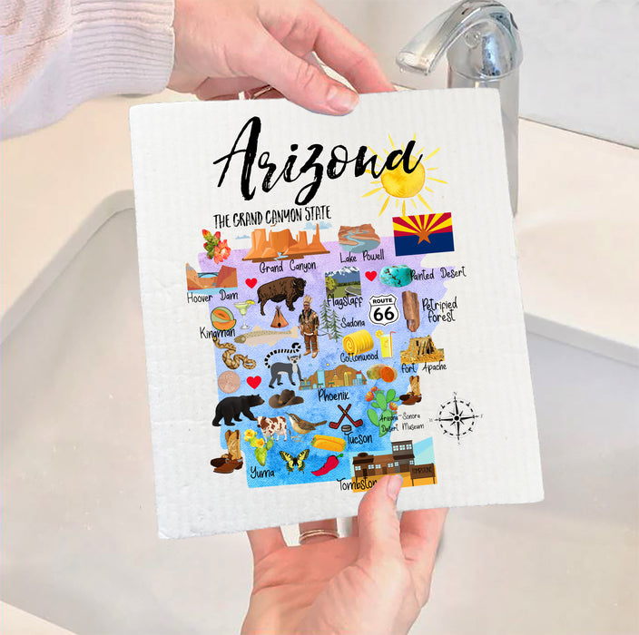 Arizona State Map Souvenir SWEDISH DISH CLOTH