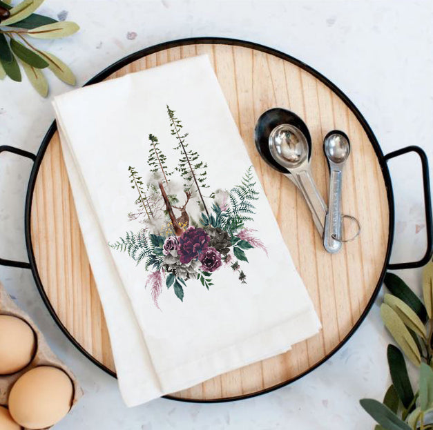 Deer Forest Trees Nature Cotton Tea Towels