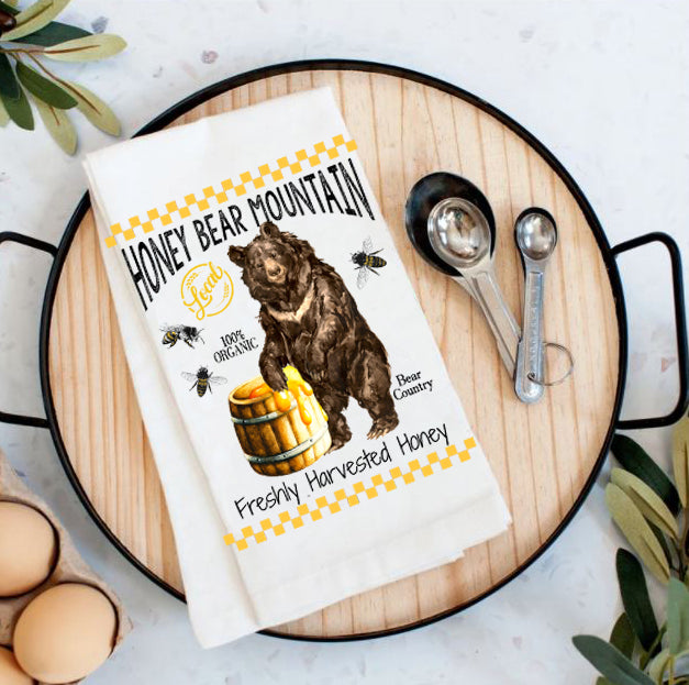 Honey Black Bear Mountain Cotton Tea Towels