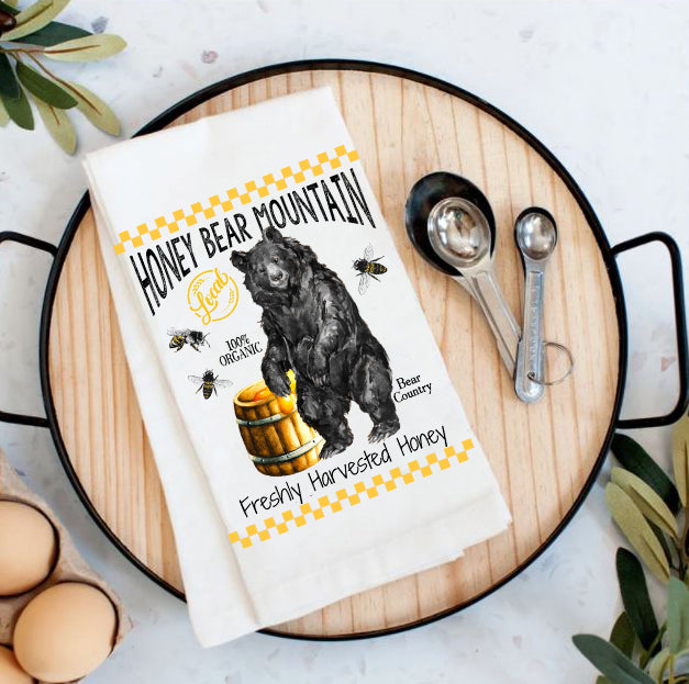 Honey Black Bear Mountain Cotton Tea Towels