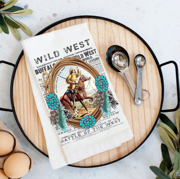 Wild West Buffalo Bill Western Cotton Tea Towel