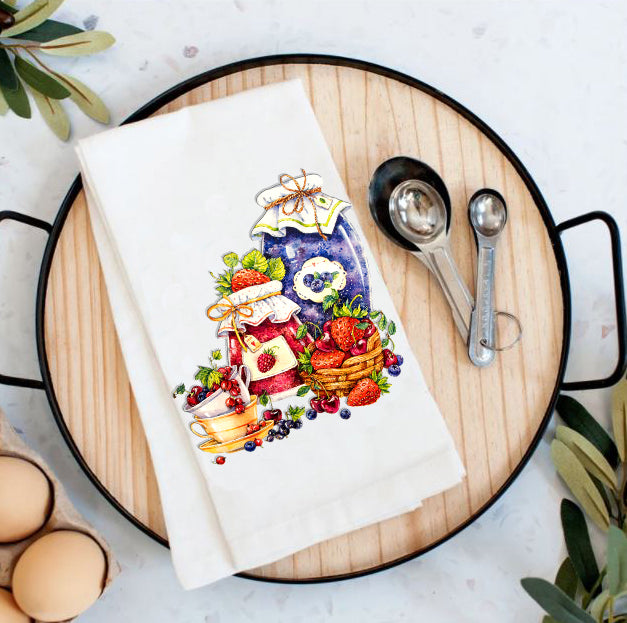Farm Fresh Berries Preserves Kitchen Cotton Tea Towel