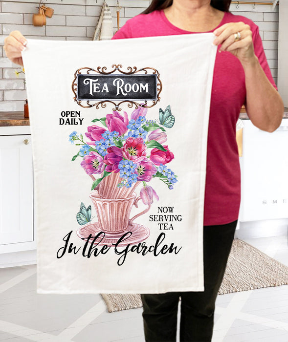 Tea Room in the Garden Tulips Cotton Terry Cloth Towels