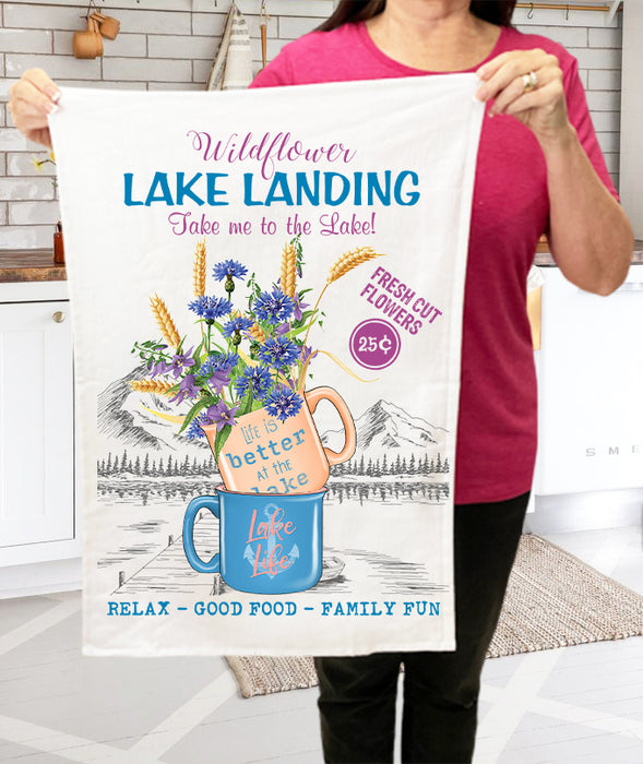 Take me to the Lake Wildflowers Cotton Terry Cloth Towels