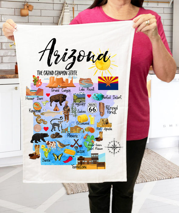Arizona State Map Souvenir Kitchen Terry Cloth Towels