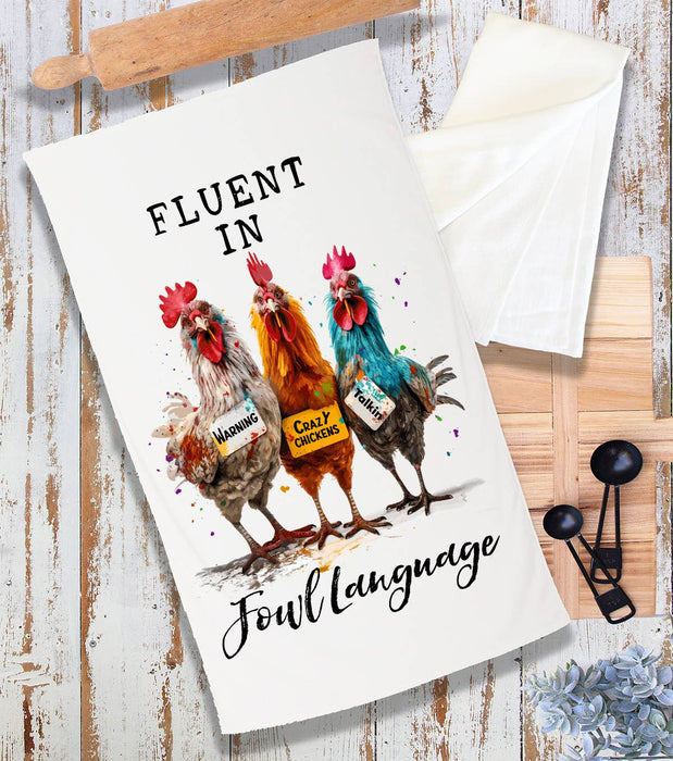 Fluent in Fowl Language Funny Saying Terry Cloth Towel