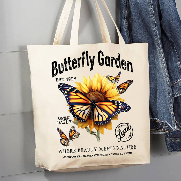 Monarch Butterfly Garden 12 oz Canvas Tote Bag