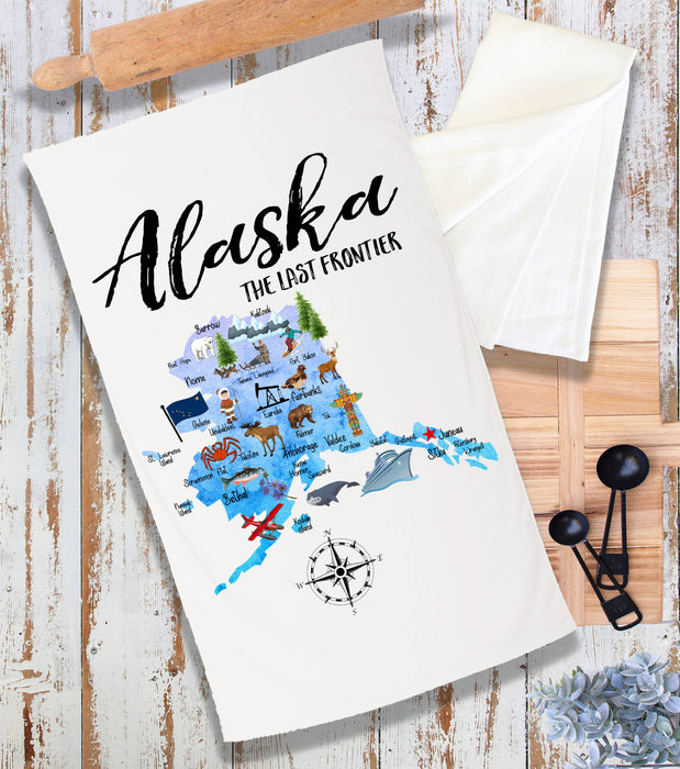 Alaska State Map Souvenir Terry Cloth Towel