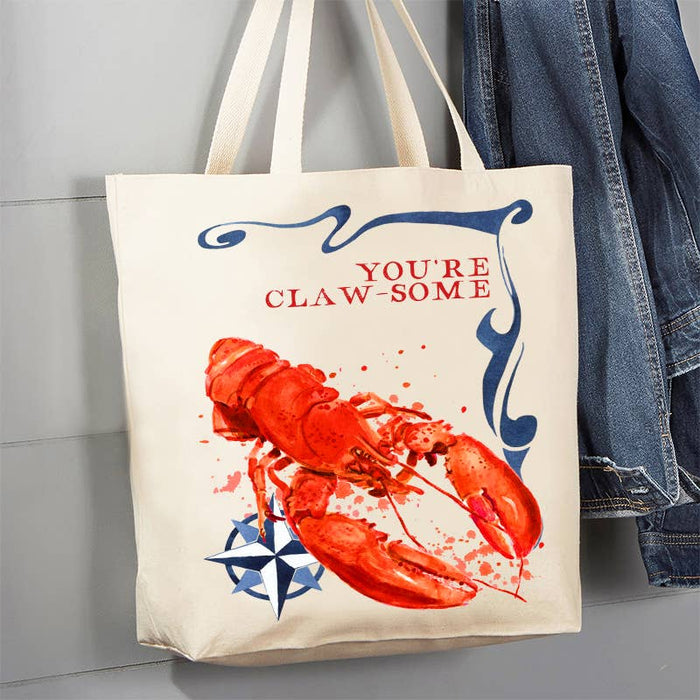 You're Claw-some Lobster Coastal Canvas Tote Bag