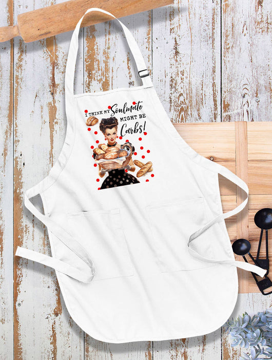 Think My Soulmate is Carbs Funny Kitchen Cotton Apron