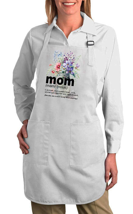 Mom Mother Definition Flowers Kitchen Cotton Apron