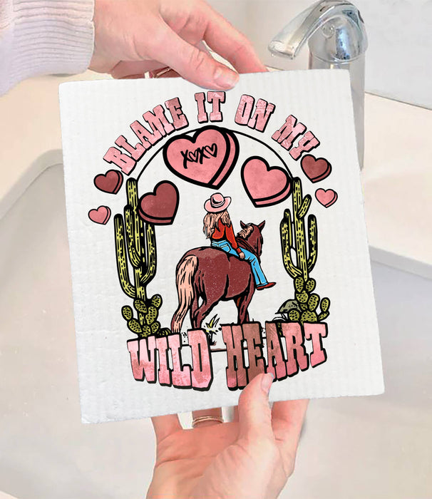 Valentine Wild Heart Western SWEDISH DISH CLOTH
