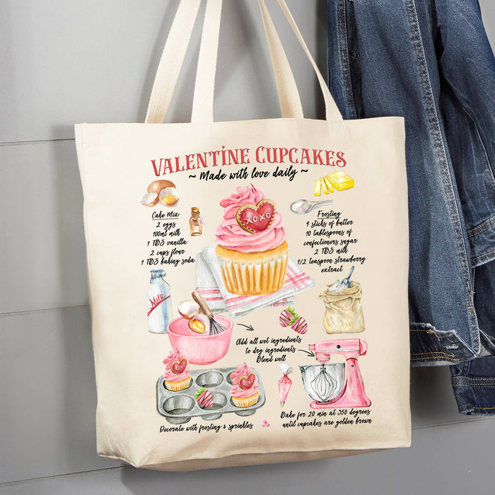 Valentine Cupcake Recipe 12 oz Canvas Tote Bag