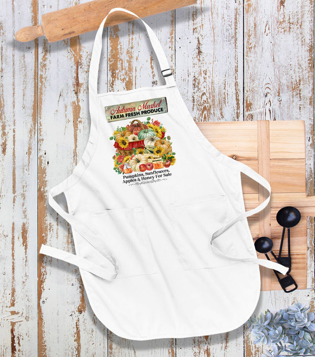 Autumn Fall Market Pumpkins Apples Kitchen Cotton Apron