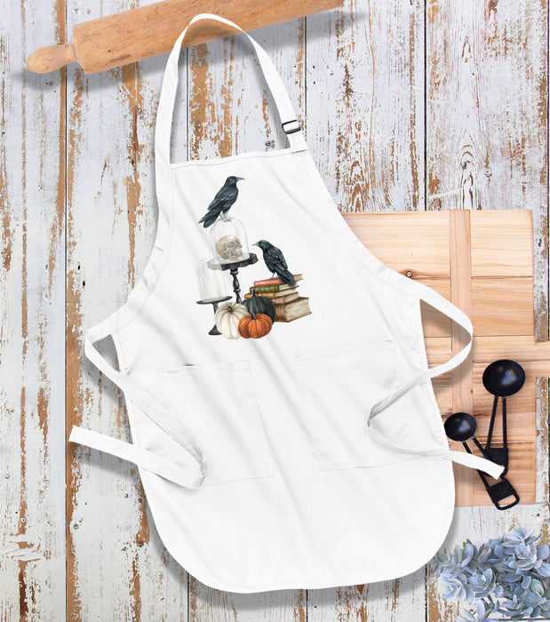 Halloween Black Crow Pumpkins Kitchen Cotton Apron