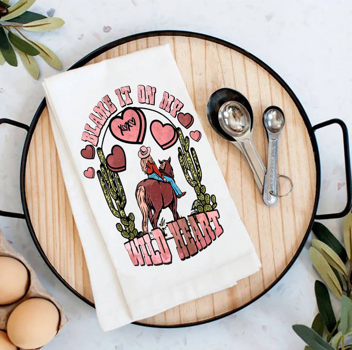 Valentine Wild Heart Western Flour Sack Tea Towel