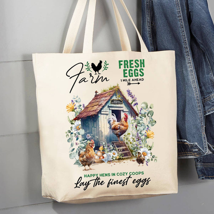 Country Farm Chicken Coop 12 oz Canvas Tote Bag