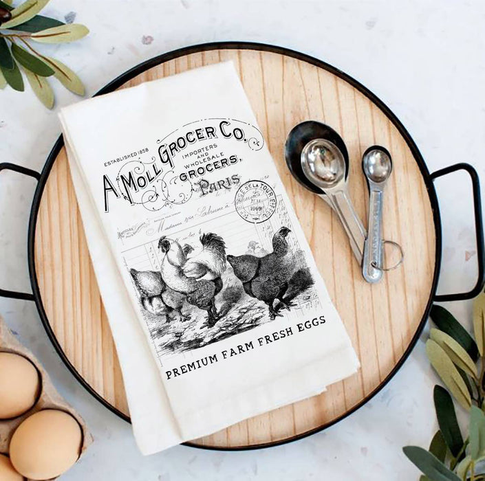 Vintage French Chickens Cotton Tea Towels