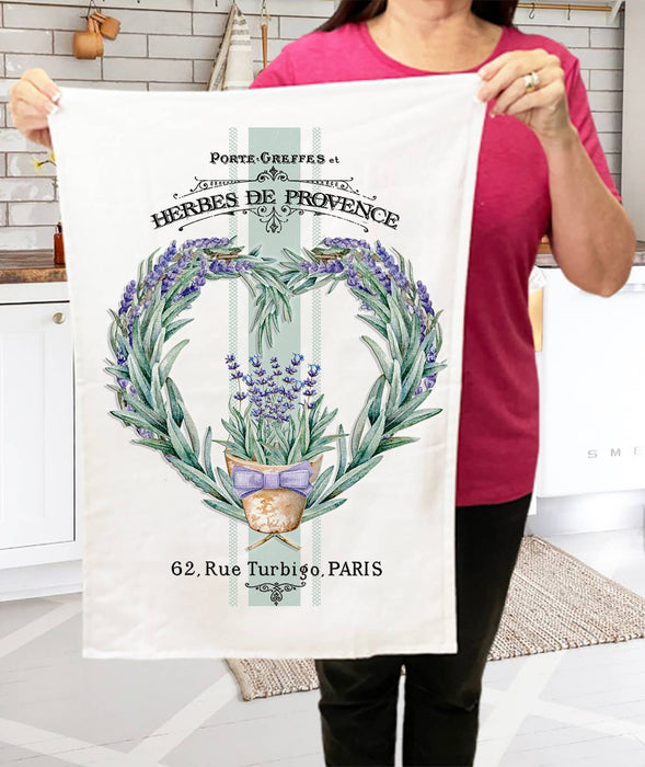 Vintage French Herbs Lavender Terry Cloth Towels