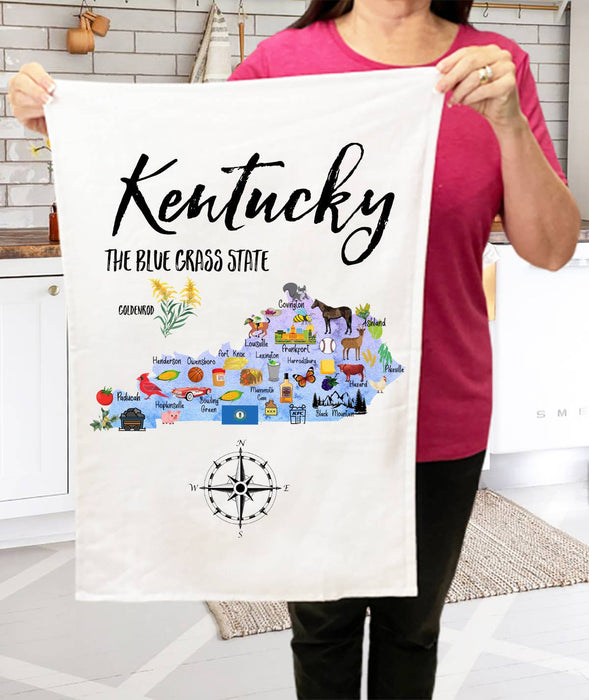 Kentucky State Map Souvenir Kitchen Terry Cloth Towels