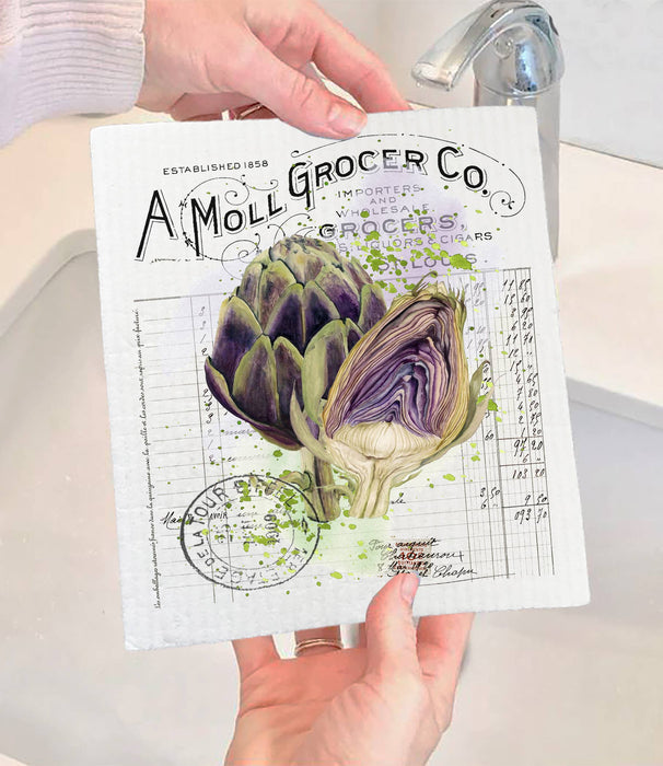 Vintage Farmhouse Artichoke Vegetables SWEDISH DISH CLOTH