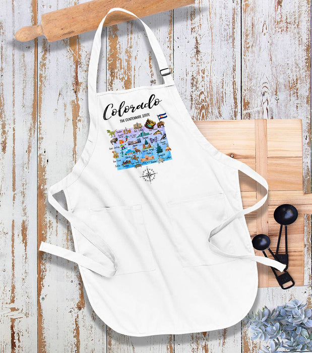 Colorado State Map Souvenir Kitchen Cotton Apron