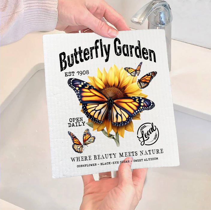 Monarch Butterfly Garden SWEDISH DISH CLOTH