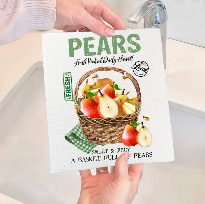 Country Farm Fresh Pears Fruit Kitchen Swedish Dish Cloth