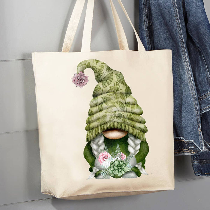 Succulent Desert Green Gnome 12 oz Canvas Tote Bag