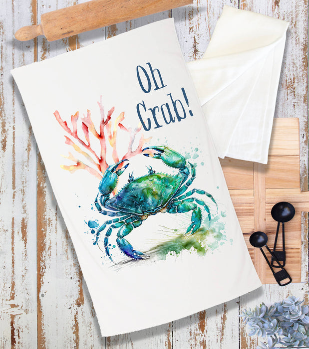Coastal Beach Oh Crab Blue Crab Terry Cloth Towel