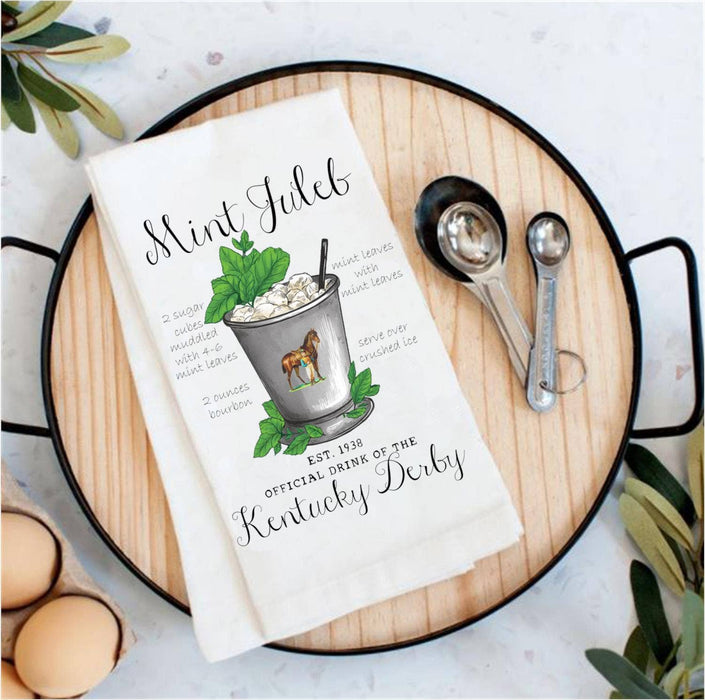 Kentucky Derby Mint Juleb Drink Cotton Tea Towels