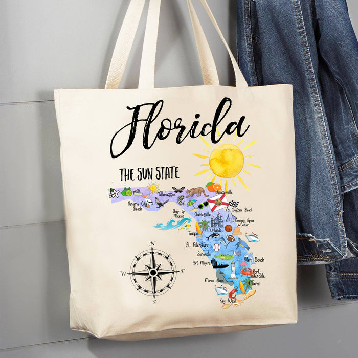 Florida State Map Souvenir 12 oz Canvas Tote Bag