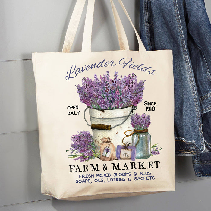 Lavender Field Farm & Market 12 oz Canvas Tote Bag