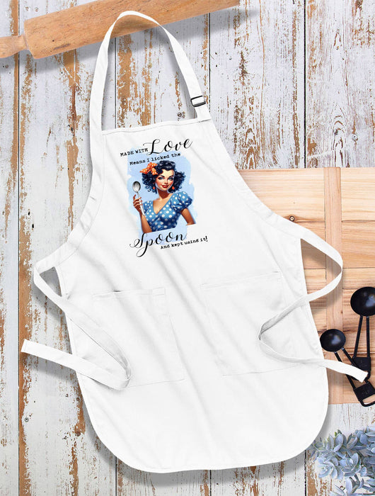 Made with love Licked the Spoon Funny Kitchen Cotton Apron
