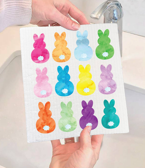 Easter Colorful Bunny Peeps SWEDISH DISH CLOTH