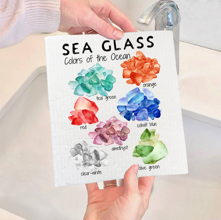 Coastal Beach Sea Glass Ocean SWEDISH DISH CLOTH