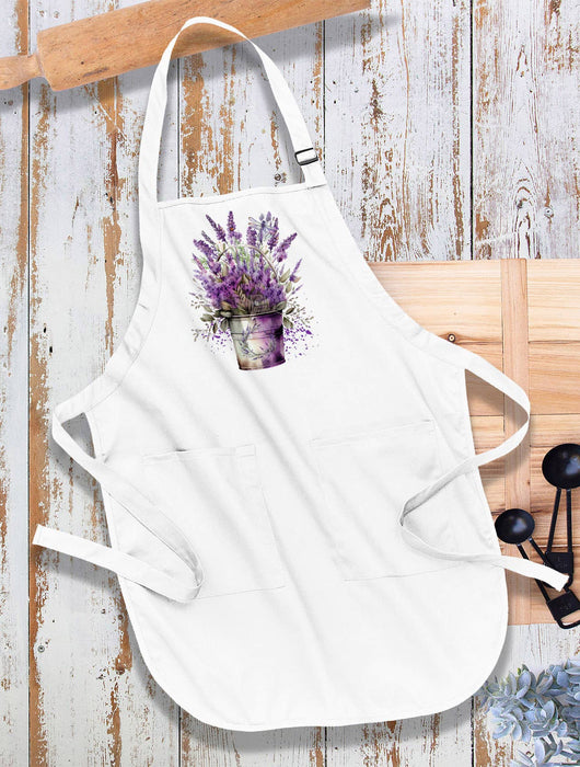 Spring garden Lavender Bouquet Kitchen Cotton Apron