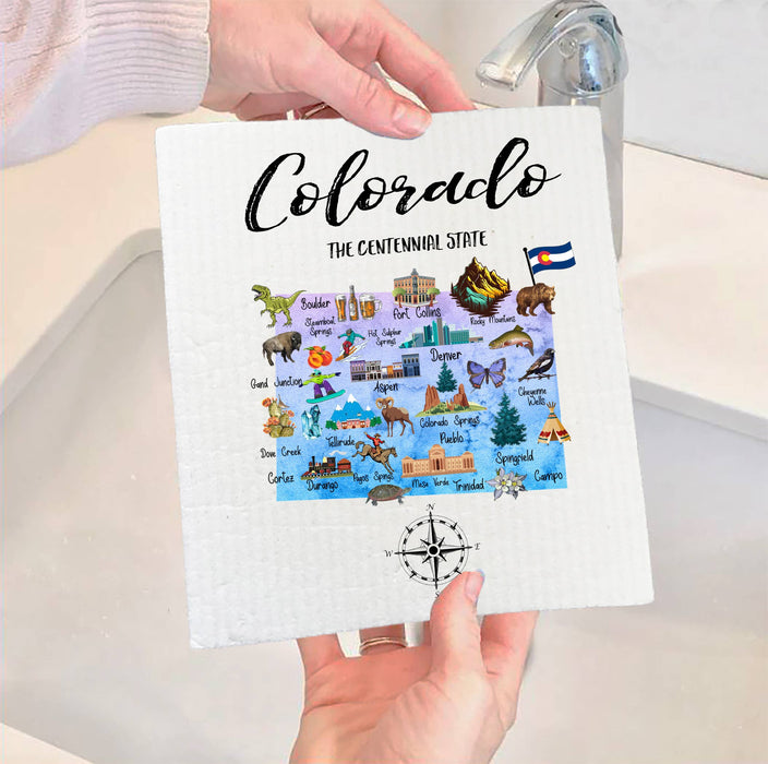 Colorado State Map Souvenir SWEDISH DISH CLOTH