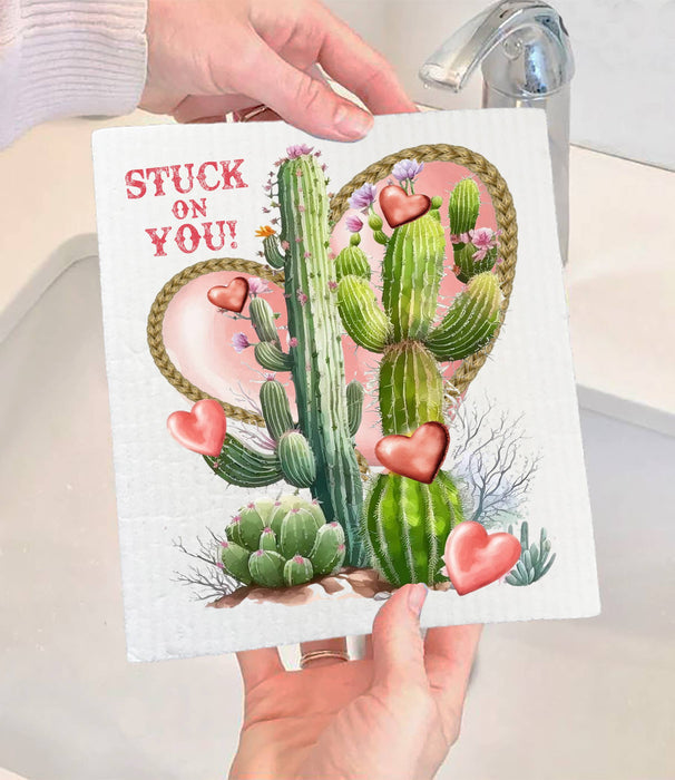 Valentine Western Saguaro Cactus SWEDISH DISH CLOTH