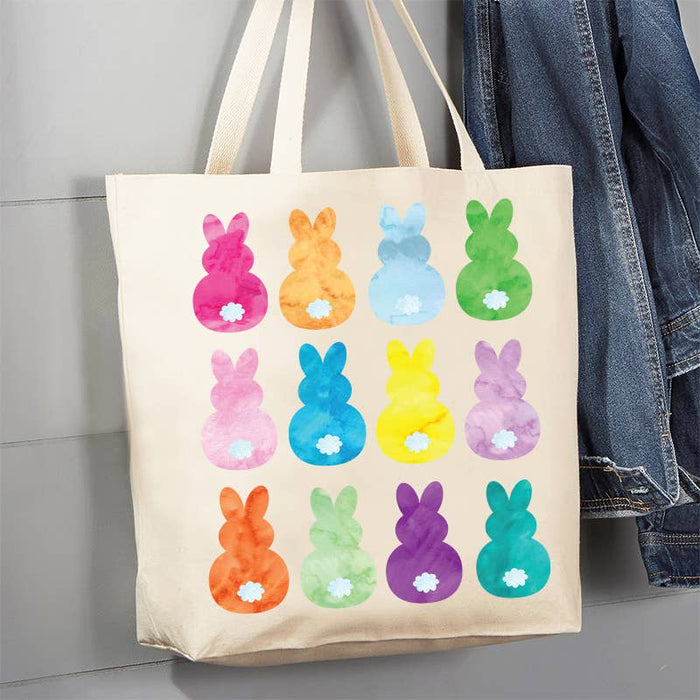Easter Colorful Bunny Peeps 12 oz Canvas Tote Bag