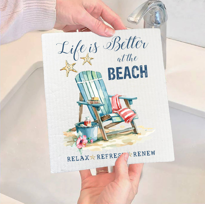 Coastal Life is better at the Beach SWEDISH DISH CLOTH