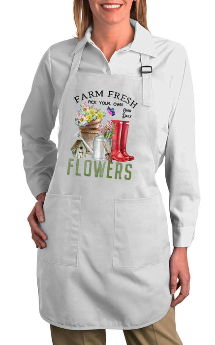 Farm Fresh Flowers Garden Cotton Apron