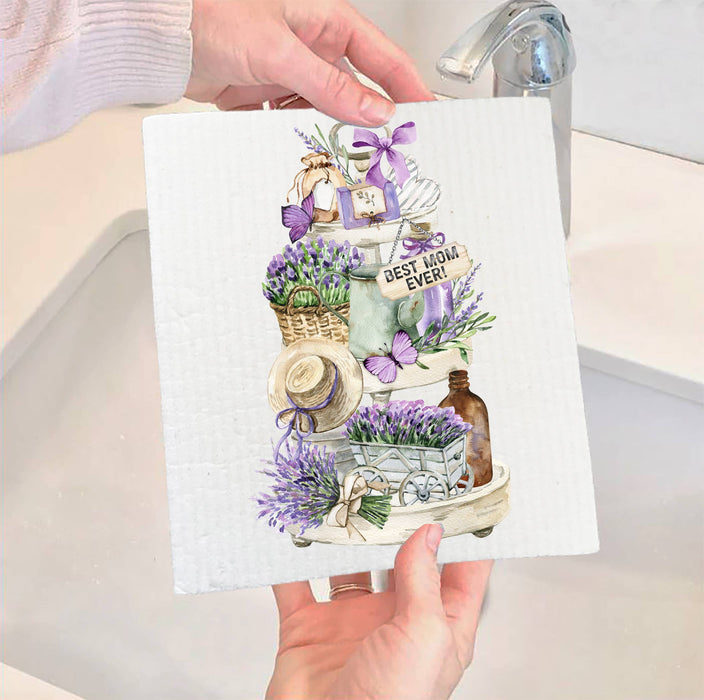 Mom Mother Best Ever Garden Lavender SWEDISH DISH CLOTHS