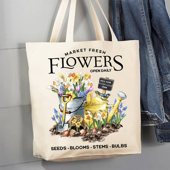Market Fresh Flowers Daffodils Canvas Tote Bag